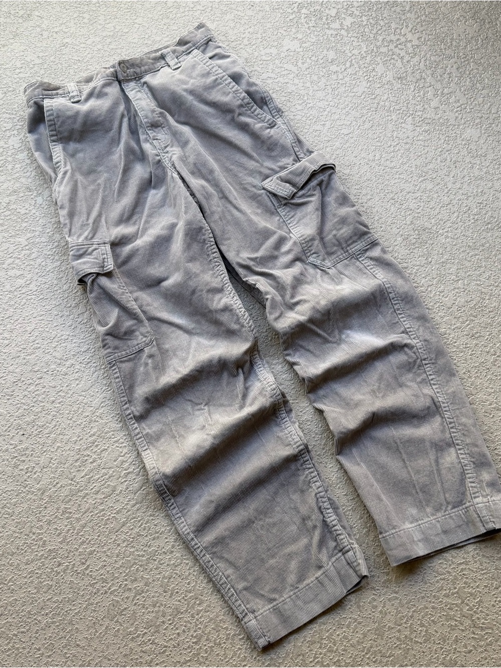 Men's Corduroy Cargo Pants in Light Gray - Classic Casual